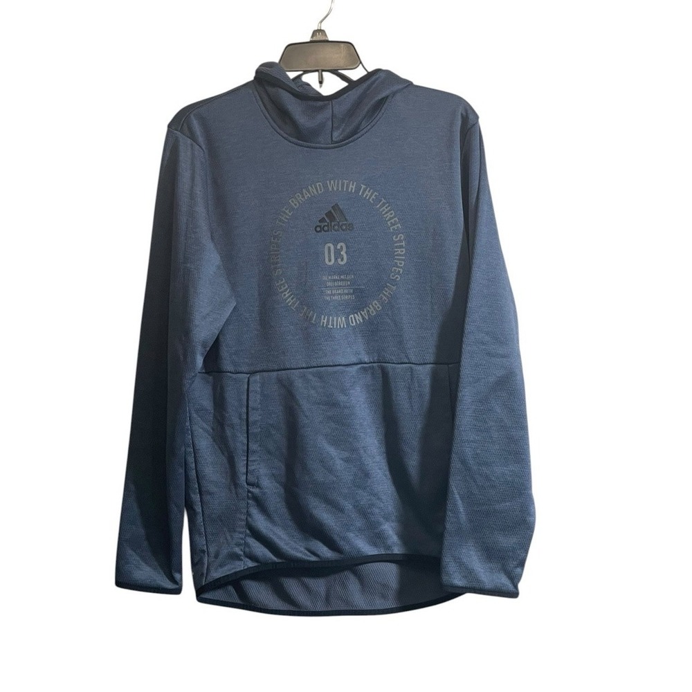 Adidas Small Team Issue Badge of Sport Hoodie Mens Blue Clima Warm Athletic